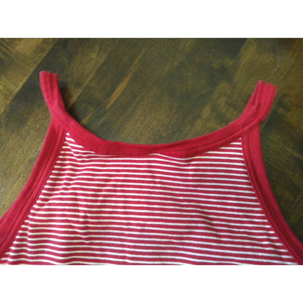 GAP Striped Halter Tank Top Womens M Red White Excellent Built-in Bra Stretch - Picture 2 of 5